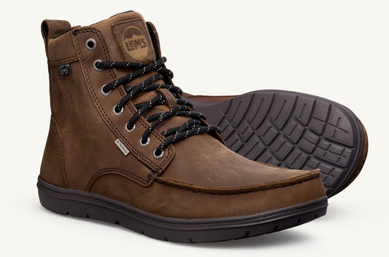 Lems Waterproof Boulder Boot Barefoot Shoes Brown | ZZT-04855